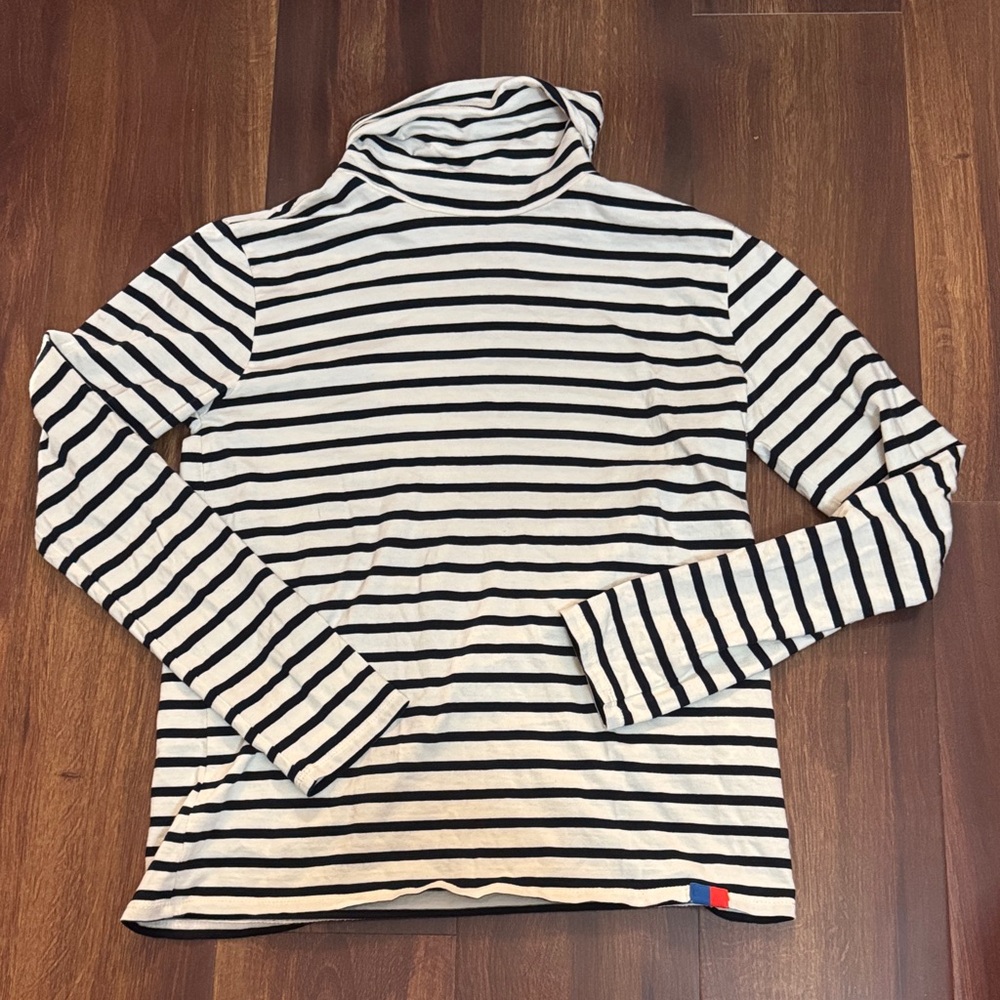 KULE Black and White Striped Turtleneck Long Sleeve Blouse Size XS